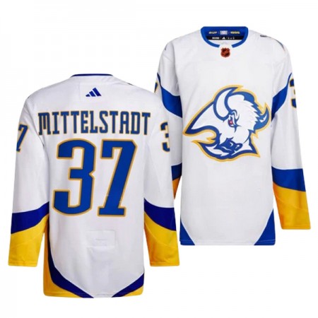 Miehille NHL Buffalo Sabres Pelipaita Casey Mittelstadt 37 Adidas 2022-23 Reverse Retro 2.0 Valkoinen Authentic